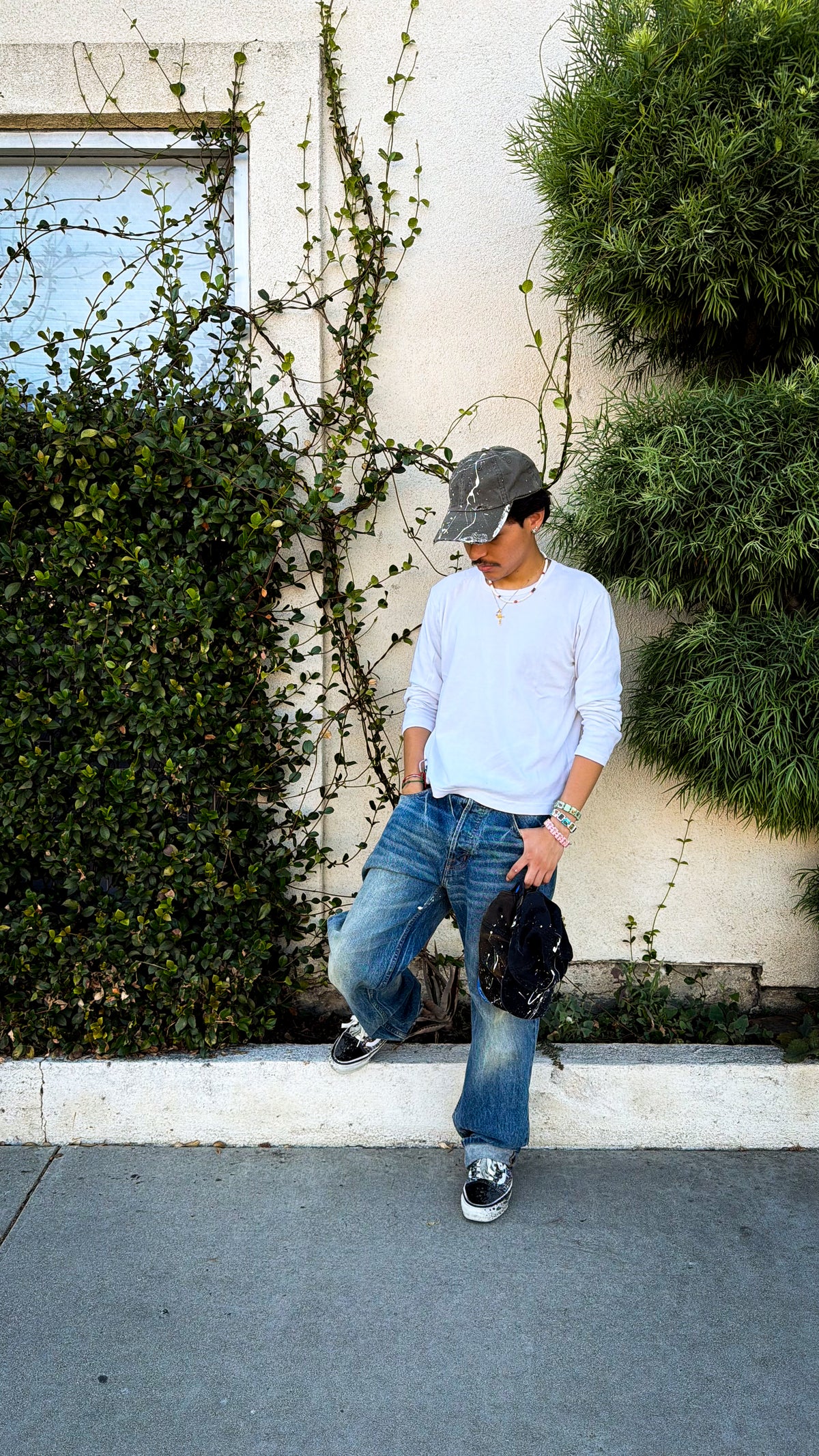 Olive Paint Splatter Cap